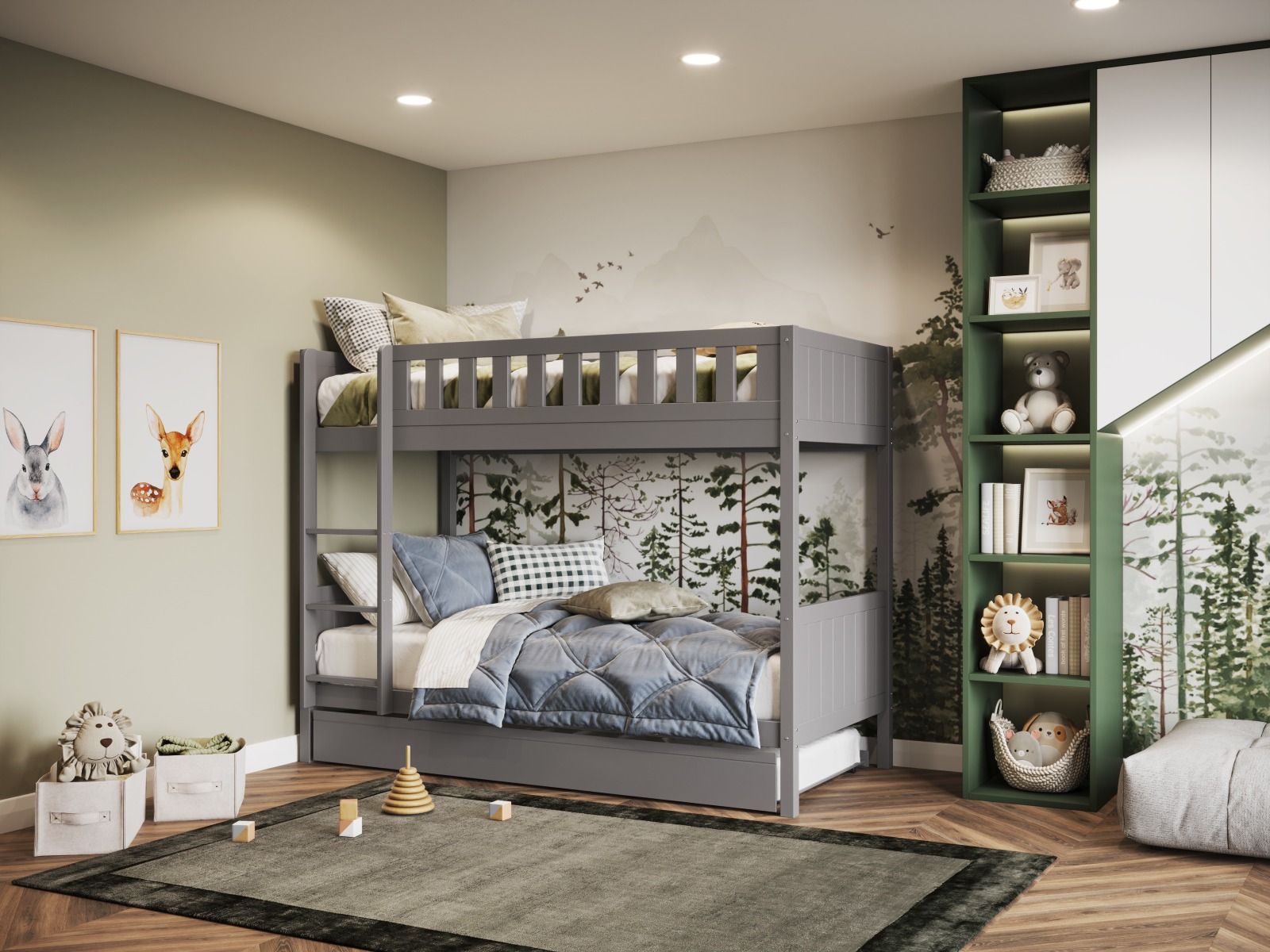 Flair Bea Wooden Bunk Bed with Trundle