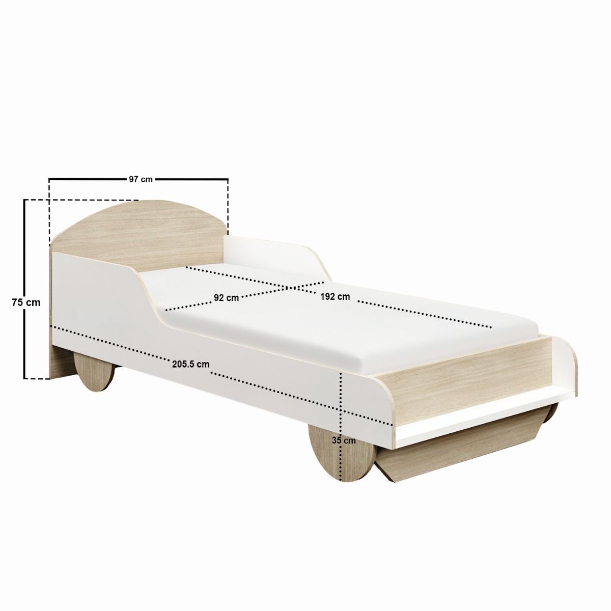 Flair Oliver Car Wooden Bed White & Oak