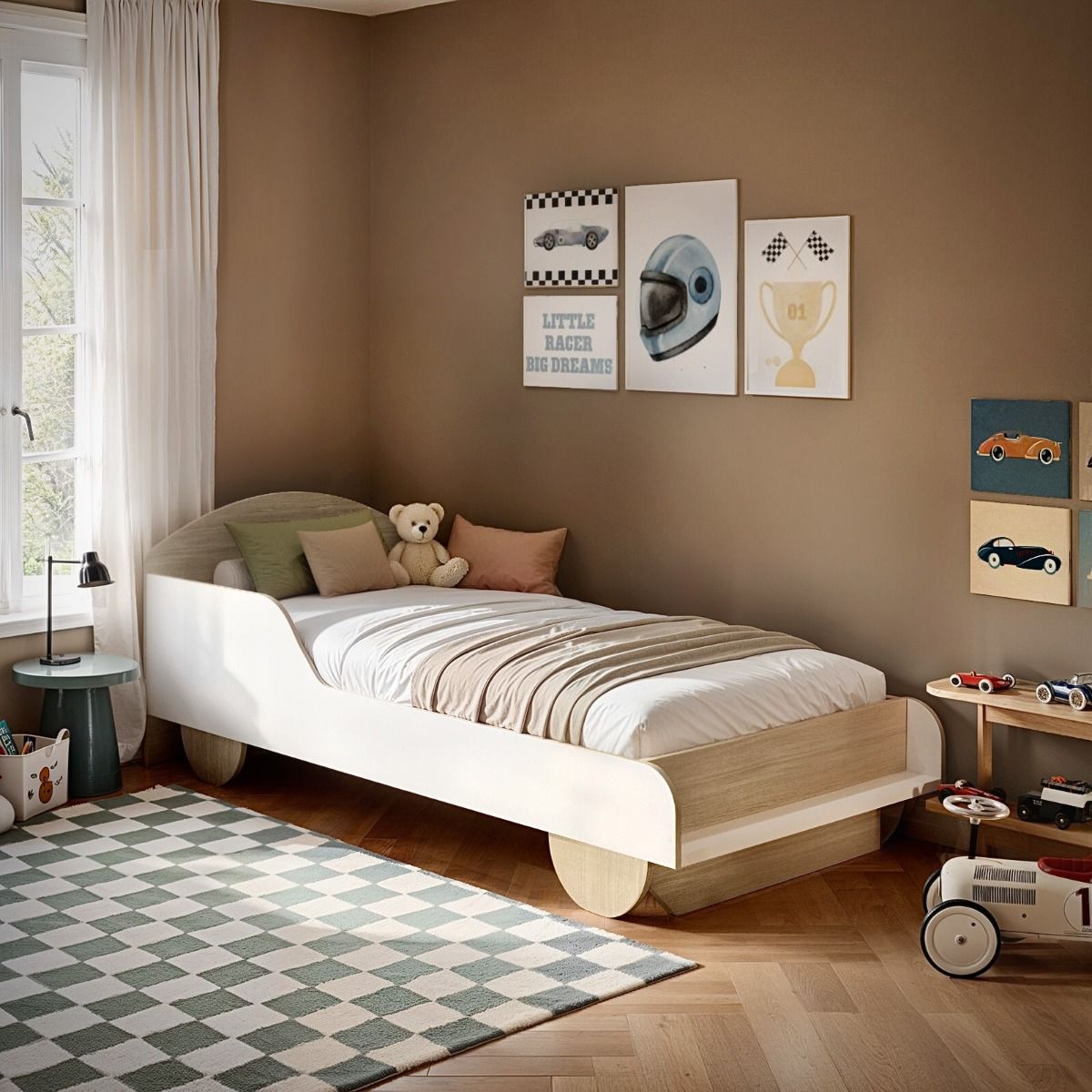 Flair Oliver Car Wooden Bed White & Oak