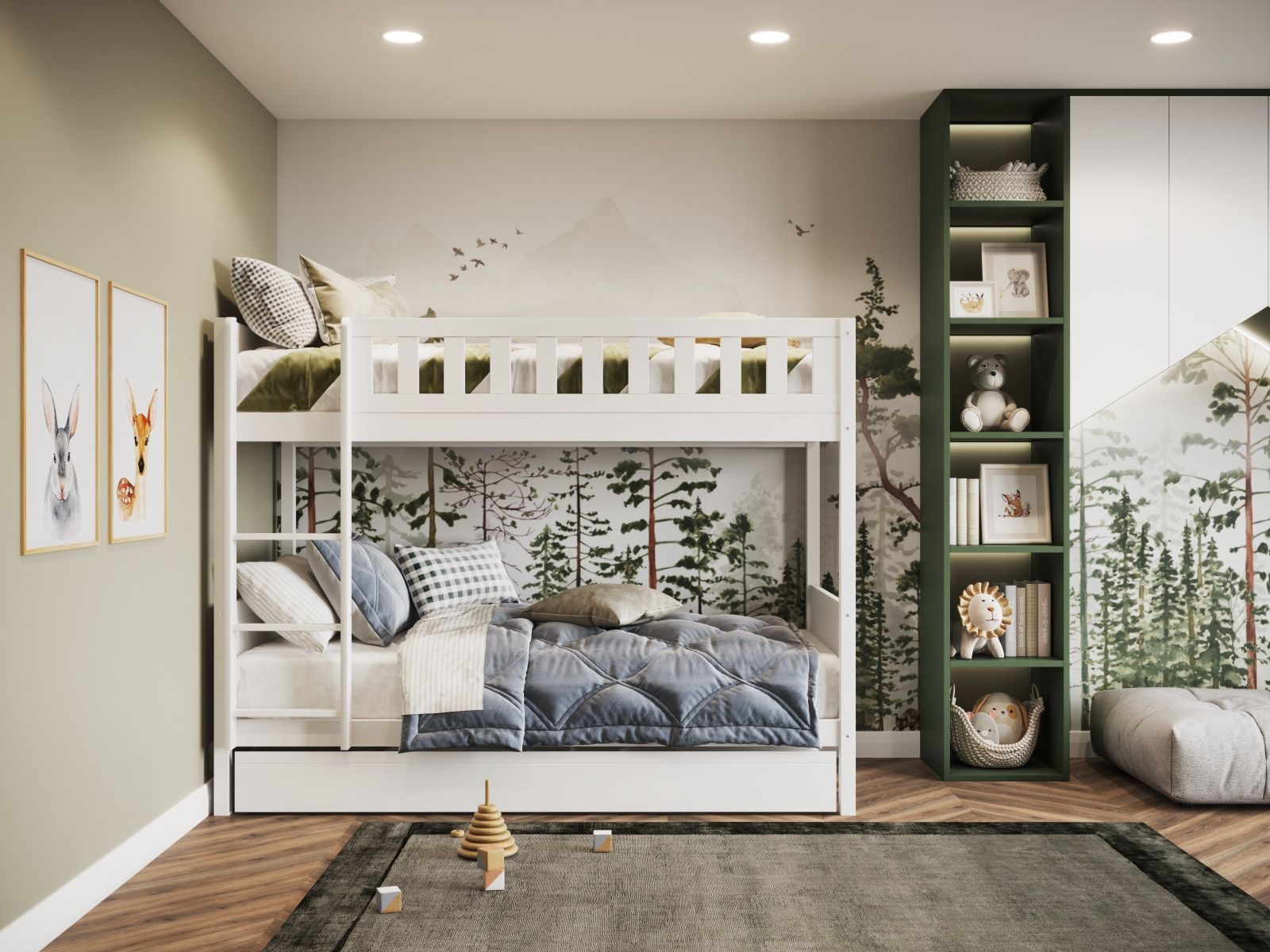 Flair Bea Wooden Bunk Bed with Trundle