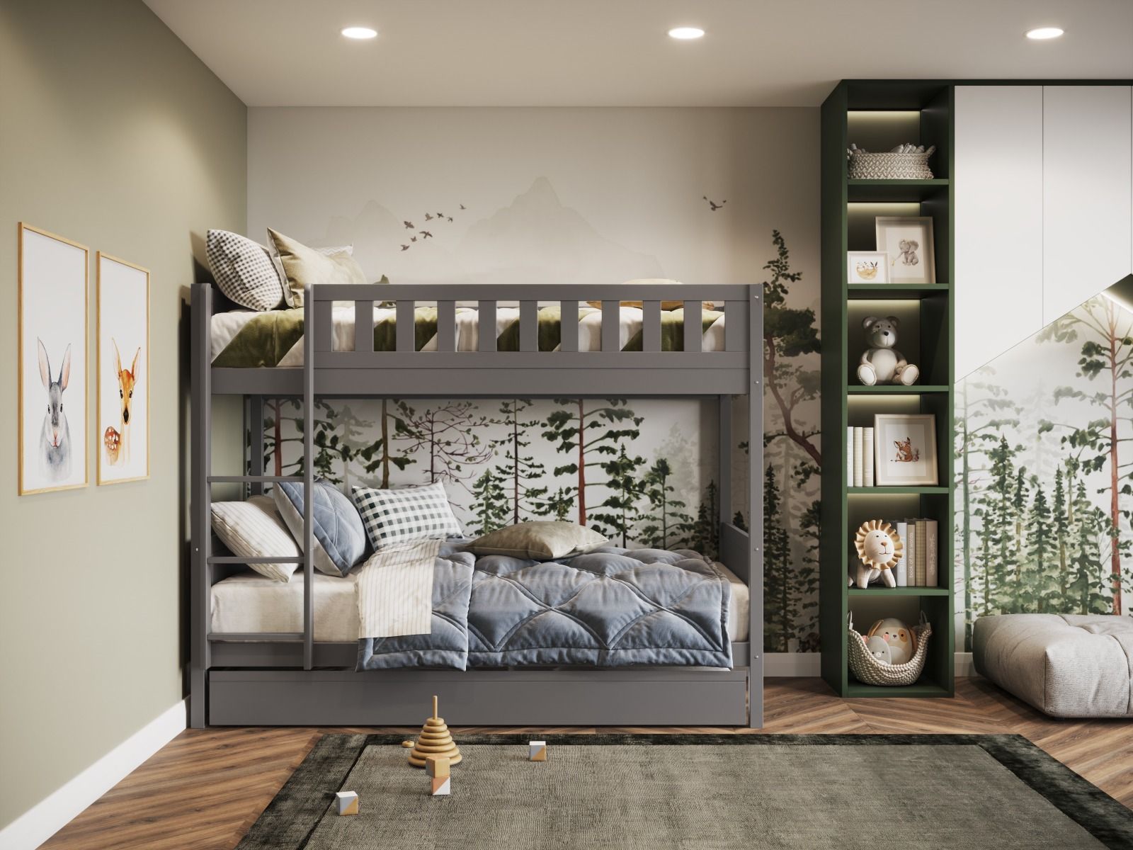 Flair Bea Wooden Bunk Bed with Trundle