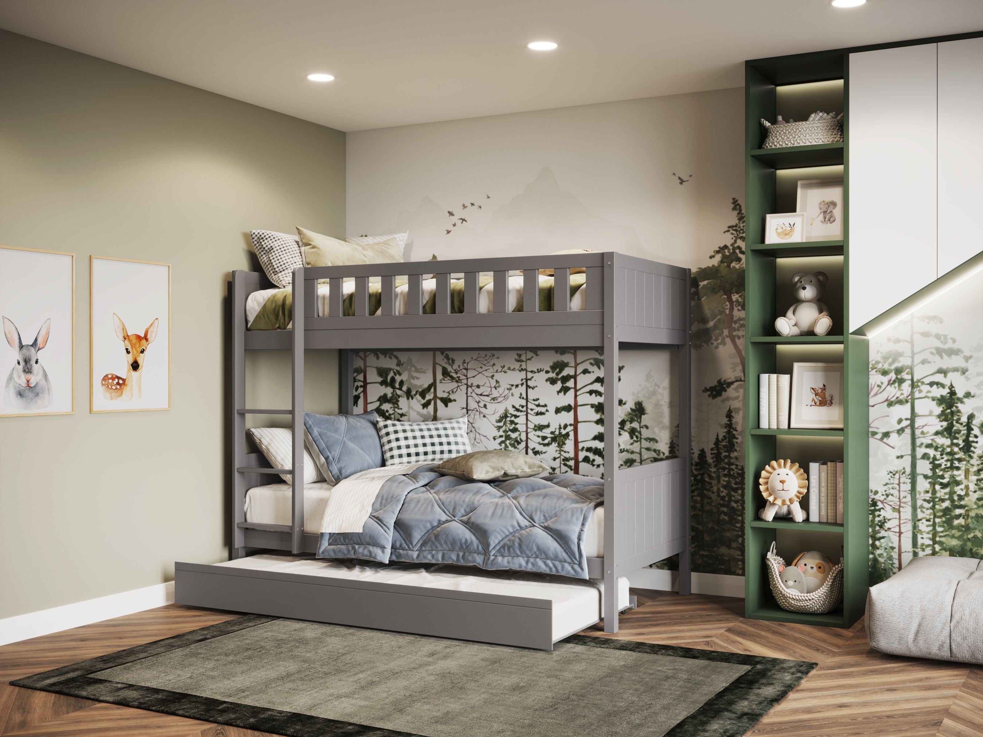 Flair Bea Wooden Bunk Bed with Trundle