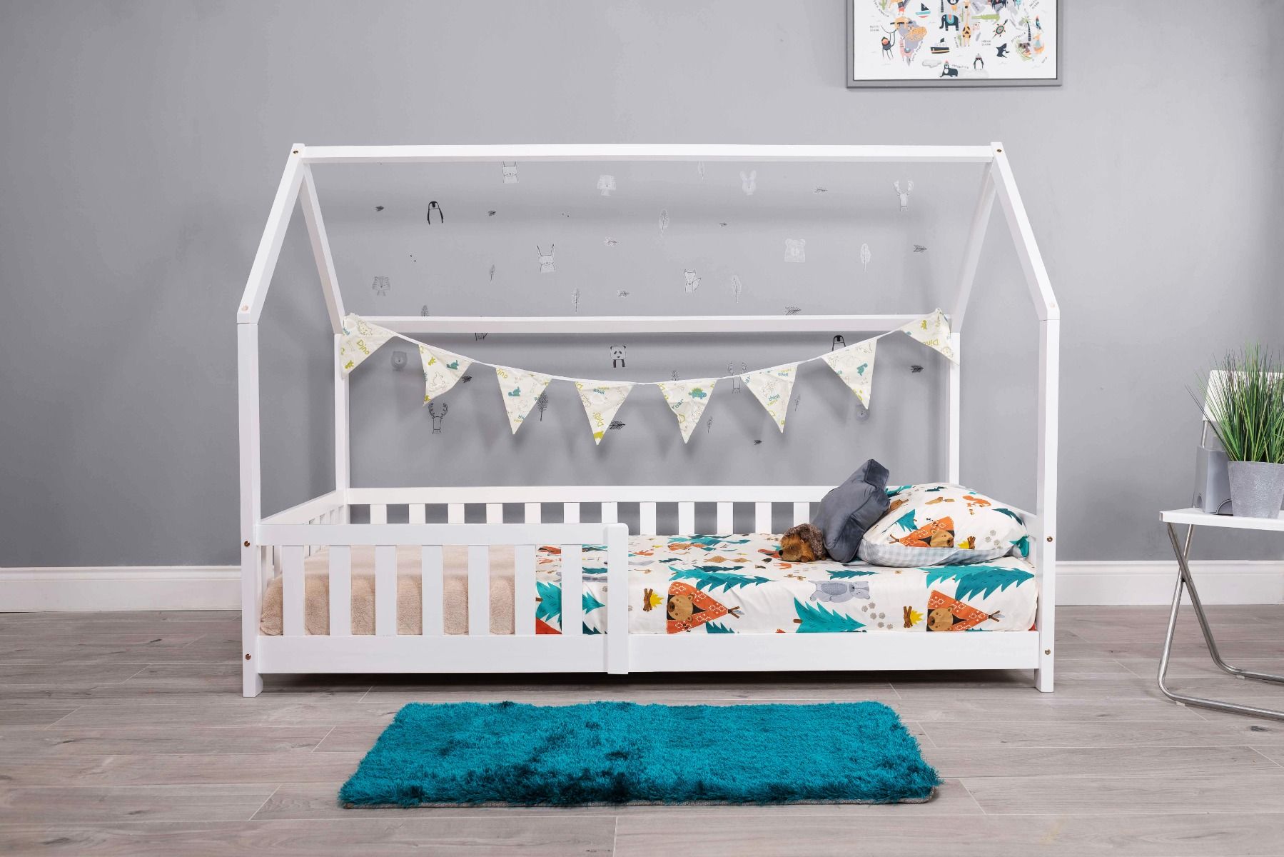 Flair Explorer Single Play House Floor Bed with Rails Wooden