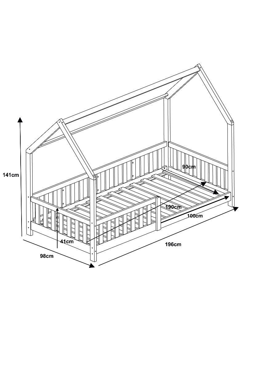 Flair Explorer Single Play House Floor Bed with Rails Wooden