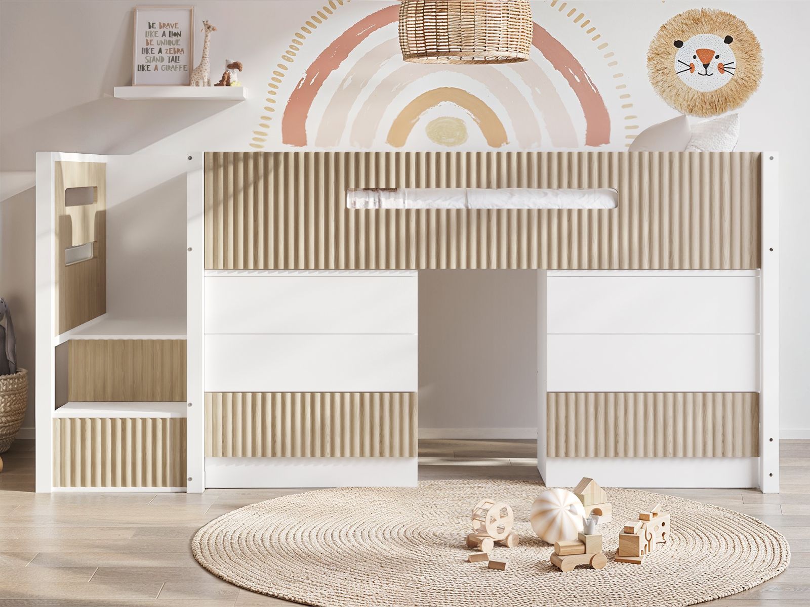 Flair Luca Single Mid Sleeper Bed with 6 Drawers White