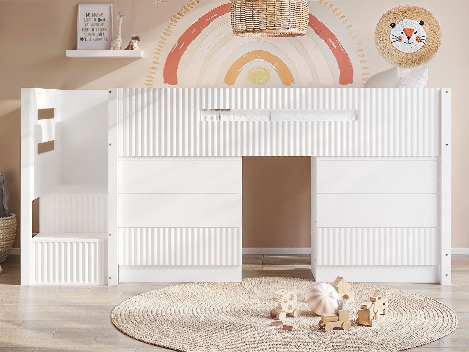 Flair Luca Single Mid Sleeper Bed with 6 Drawers White