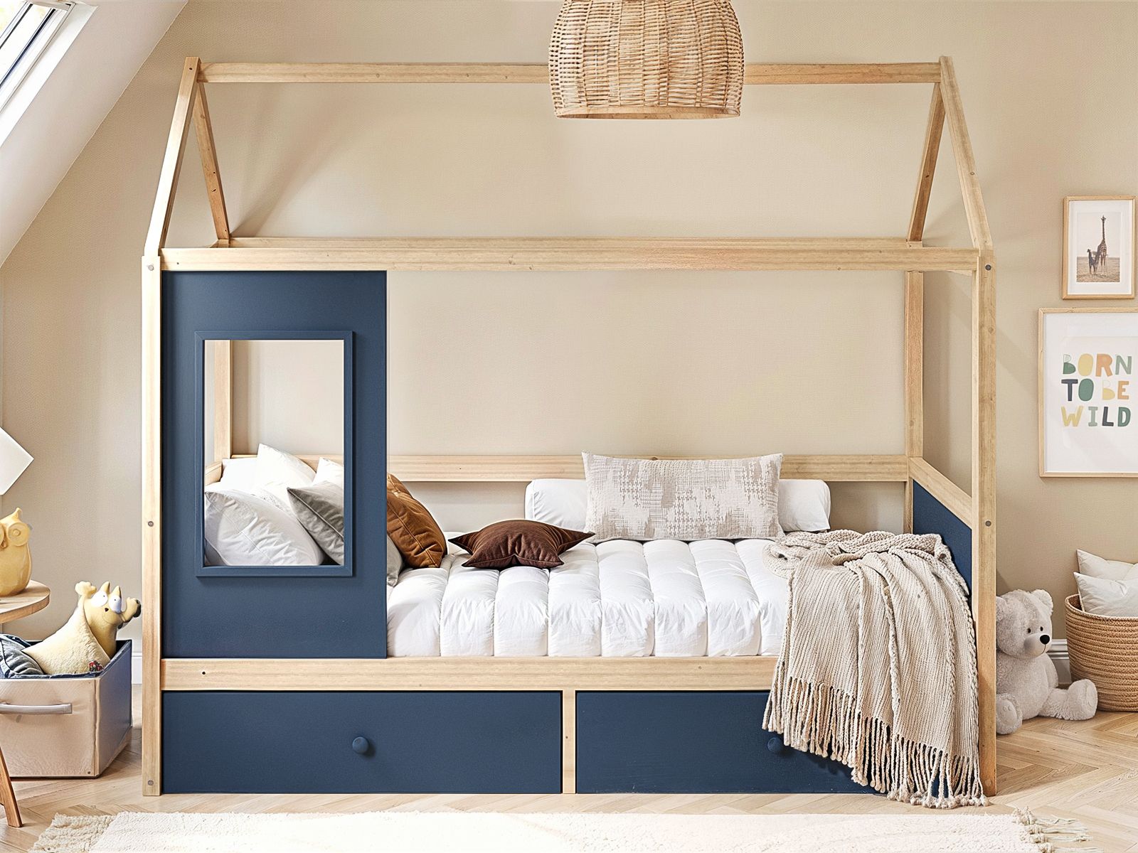 Flair Ted Playhouse Wooden Bed with Storage