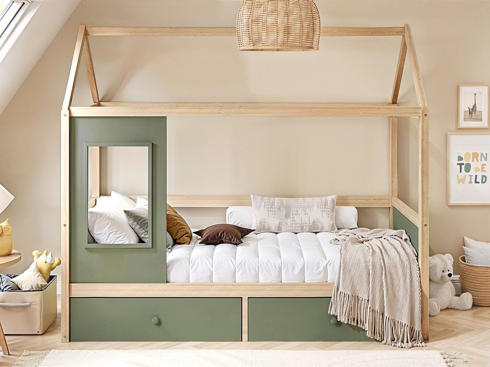 Flair Ted Playhouse Wooden Bed with Storage
