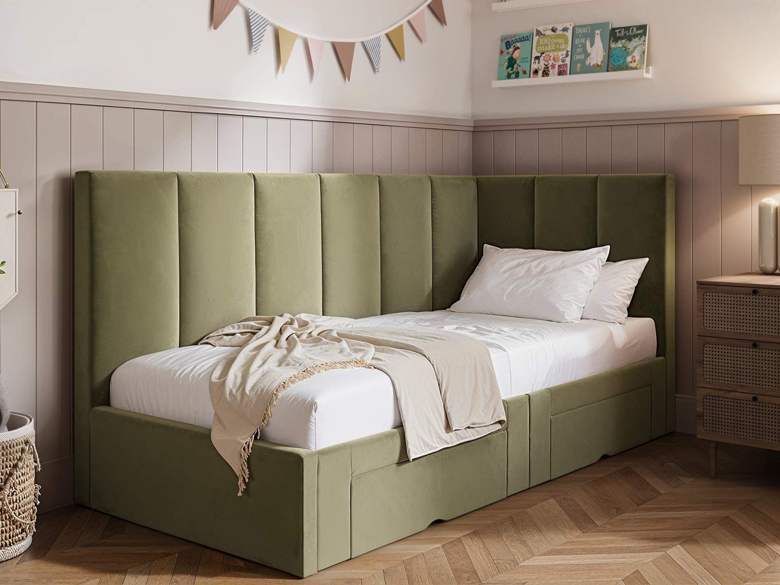 Flair Harley Corner Bed Frame with Storage Drawers