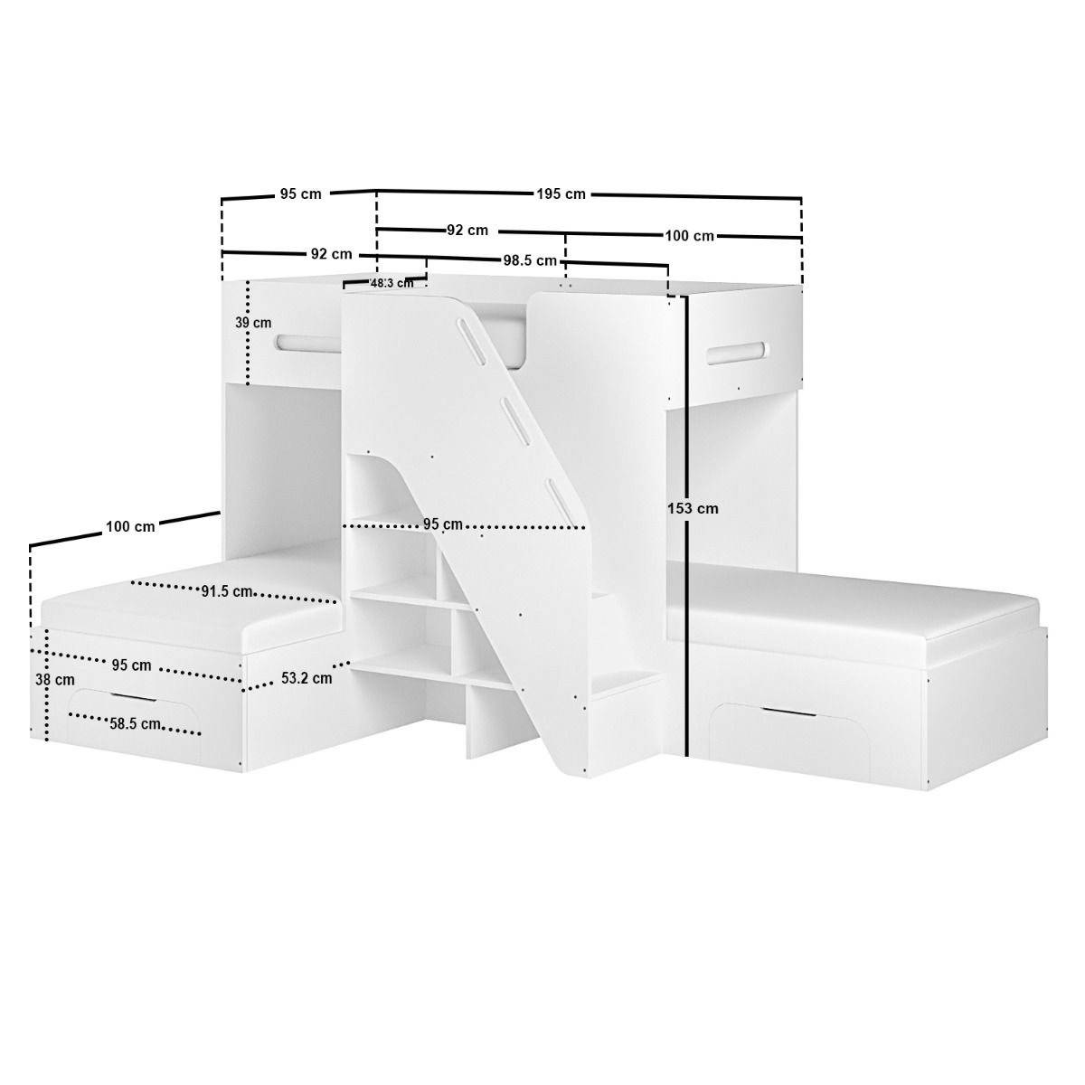 Flair Mason Staircase Triple Sleeper with Storage
