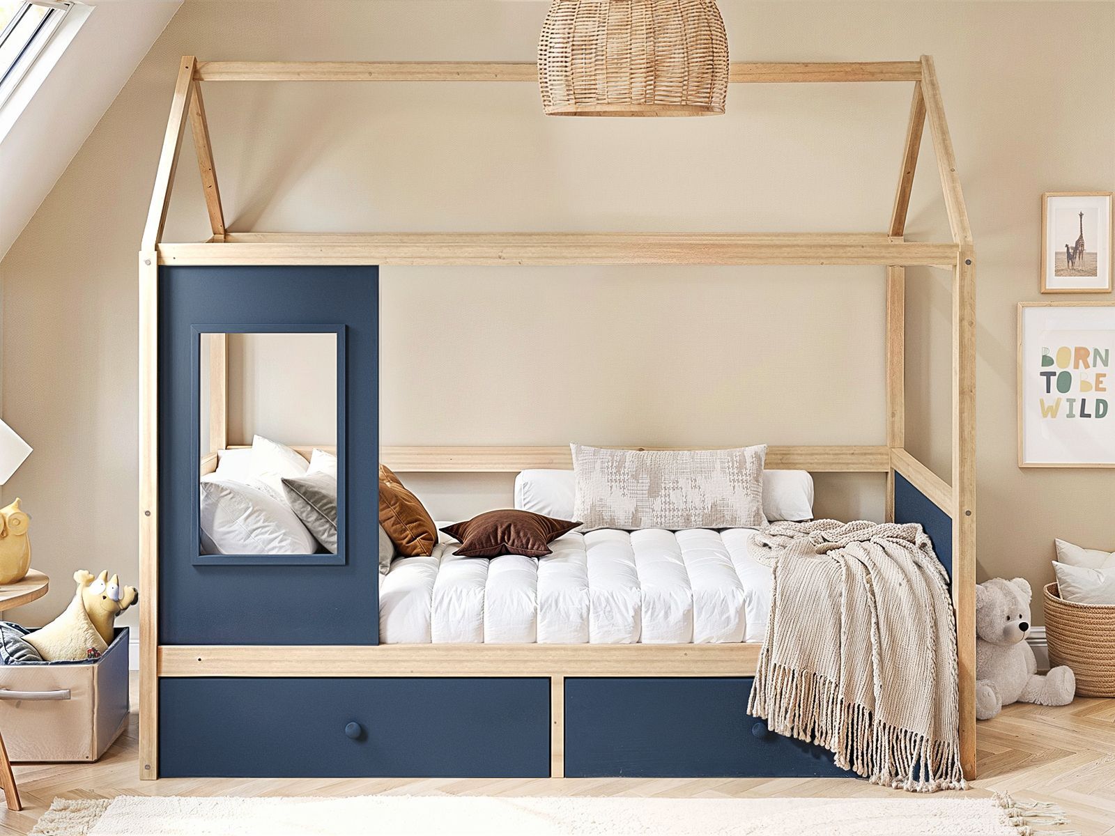 Flair Ted Playhouse Wooden Bed with Storage