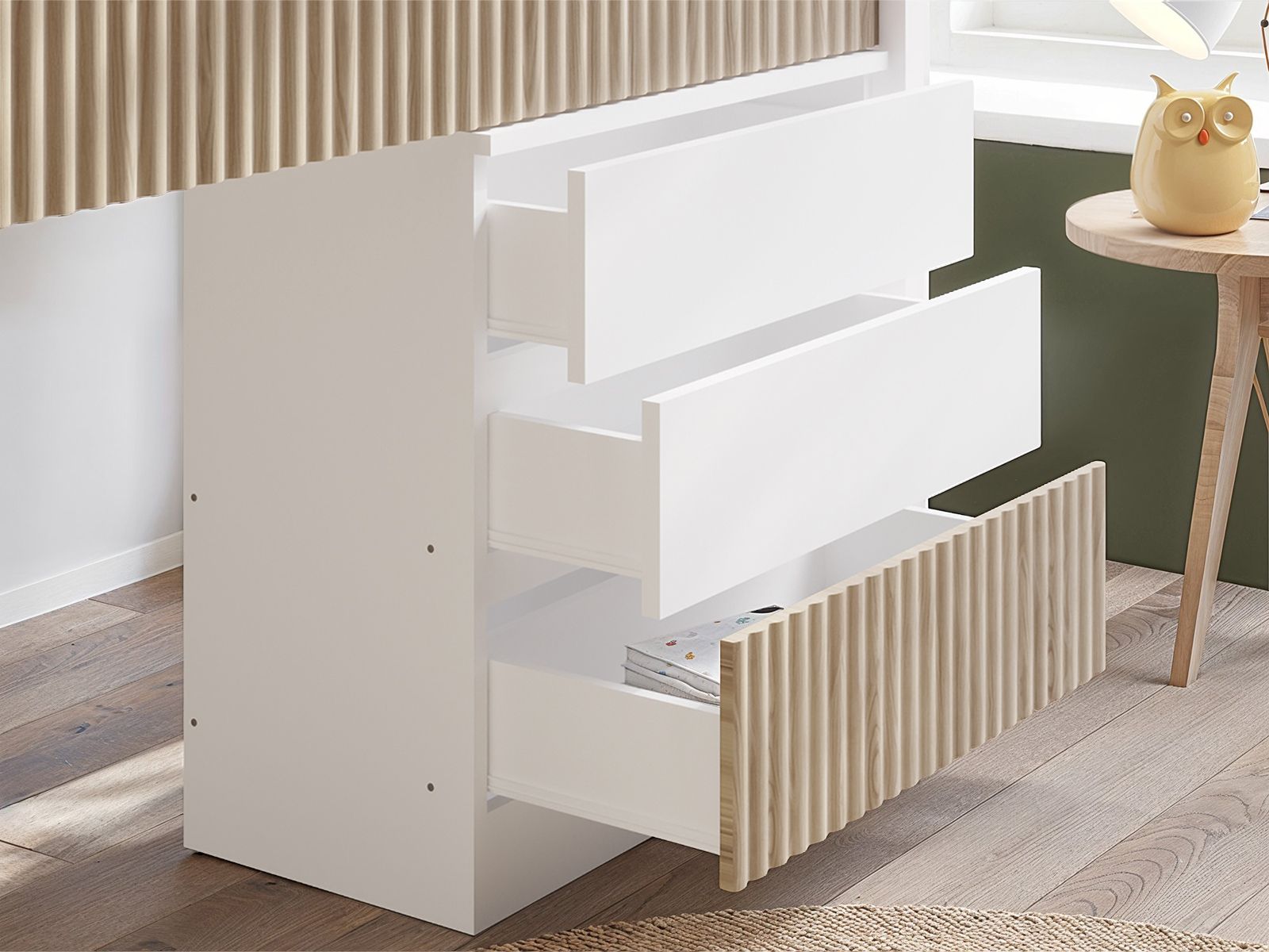 Flair Luca Mid Sleeper with 3 Drawer Chest Ribbed