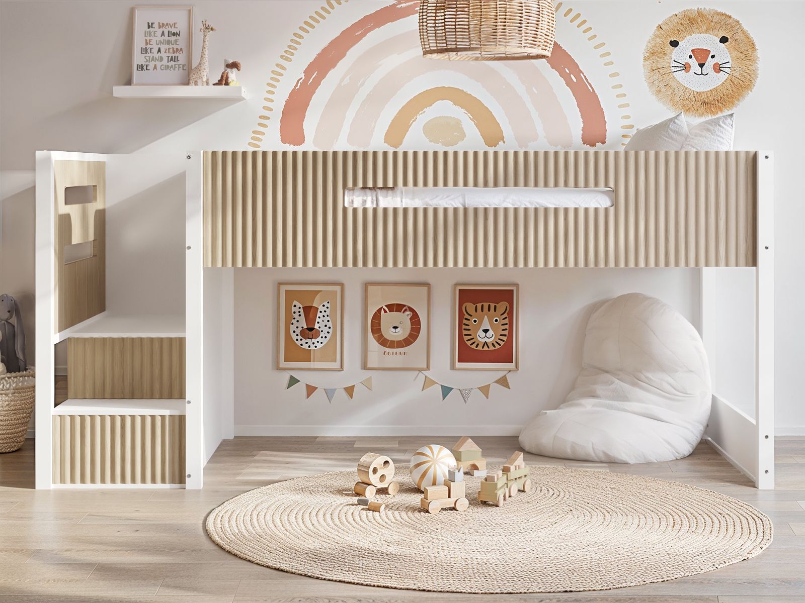 Flair Luca Mid Sleeper with 3 Drawer Chest Ribbed