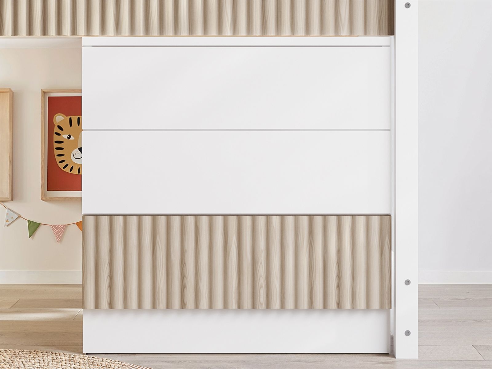 Flair Luca Mid Sleeper with 3 Drawer Chest Ribbed