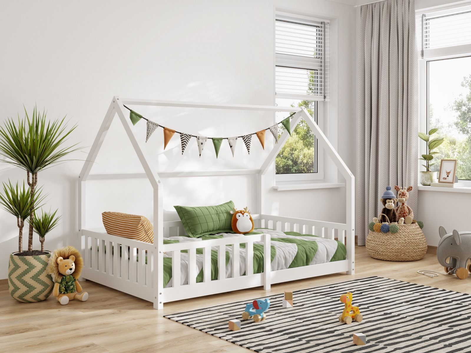 Flair Explorer Small Double Play House Floor Bed White Wooden