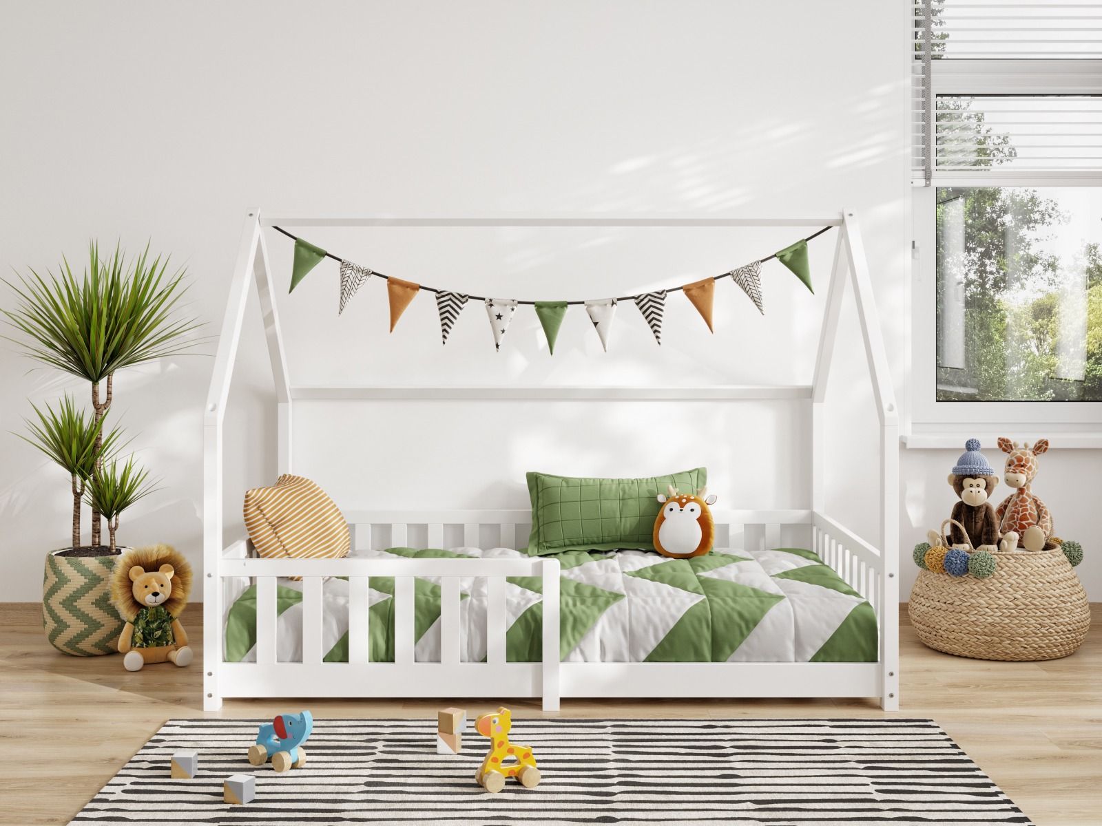 Flair Explorer Small Double Play House Floor Bed White Wooden