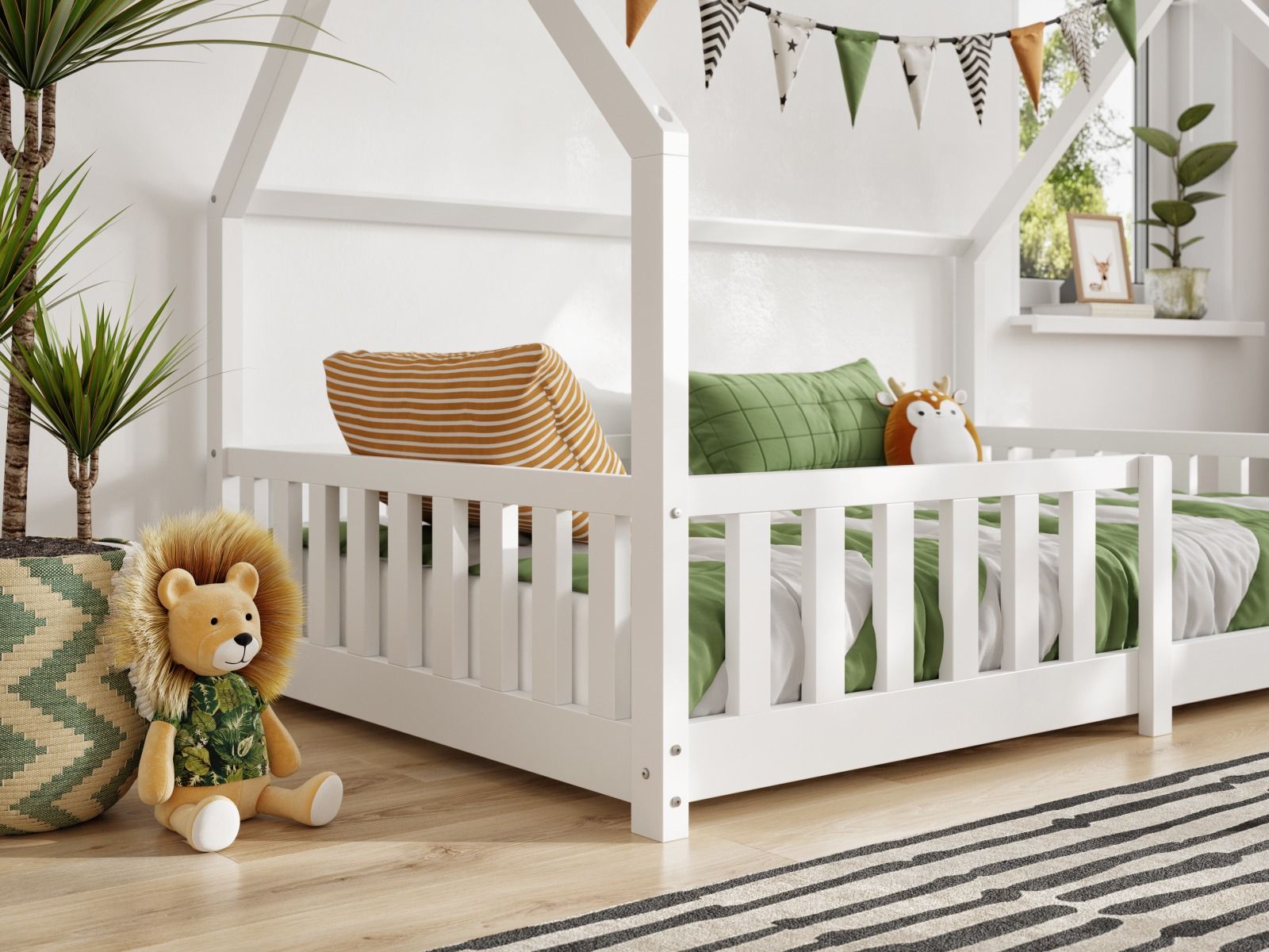 Flair Explorer Small Double Play House Floor Bed White Wooden