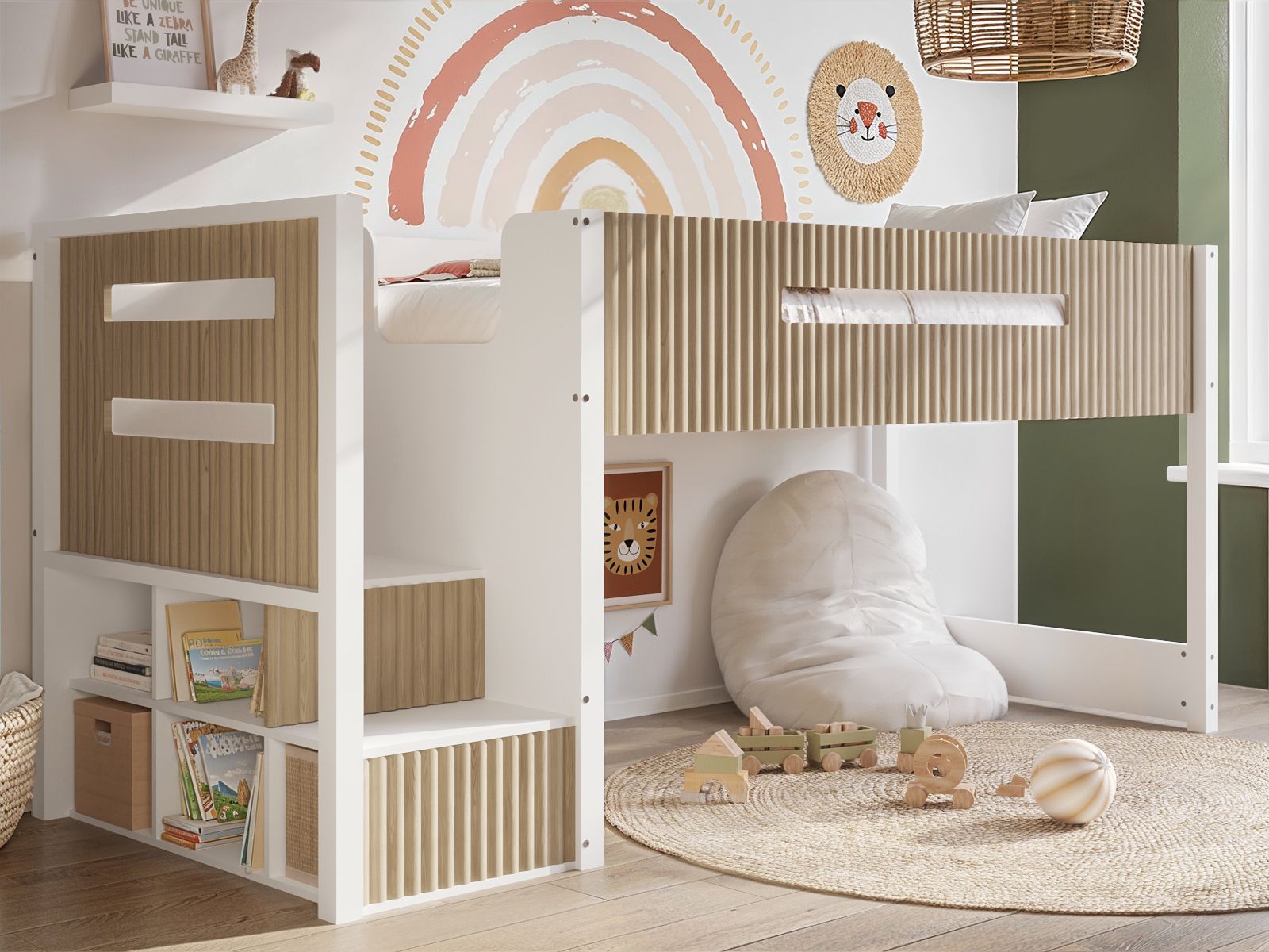 Flair Luca Mid Sleeper with 3 Drawer Chest Ribbed