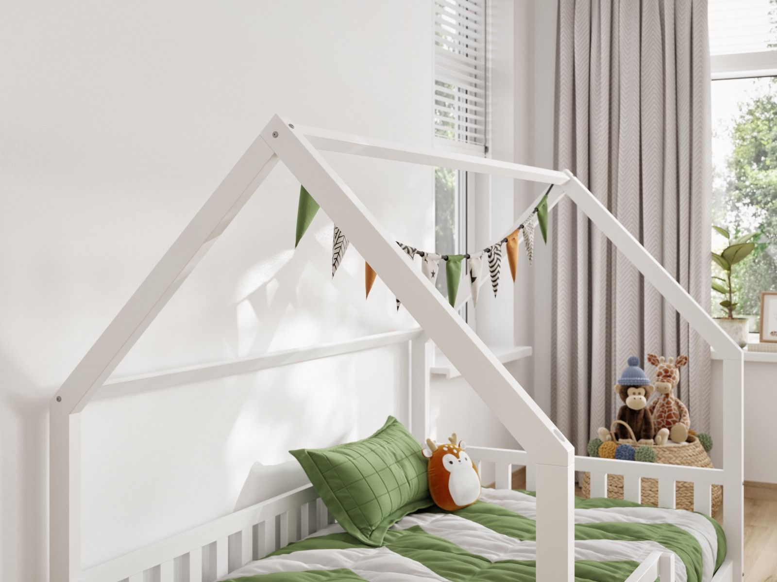 Flair Explorer Small Double Play House Floor Bed White Wooden