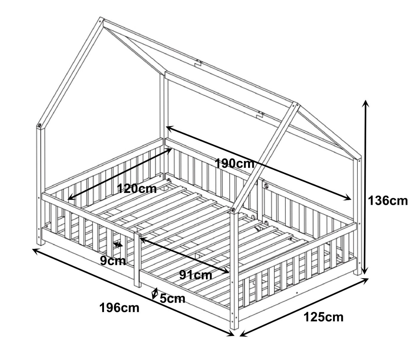 Flair Explorer Small Double Play House Floor Bed White Wooden