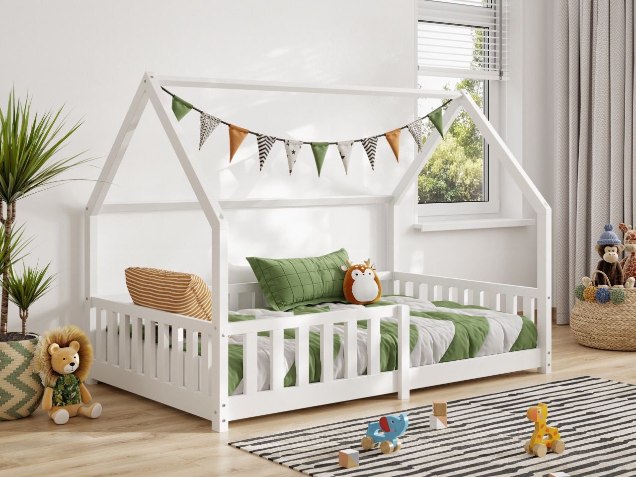 Flair Explorer Small Double Play House Floor Bed White Wooden