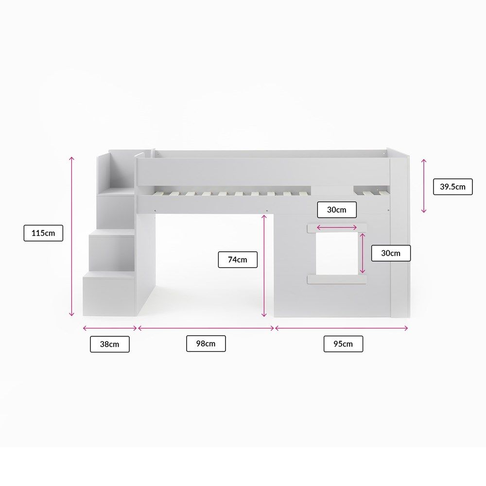 Flair Marlowe Staircase Mid Sleeper with Storage White