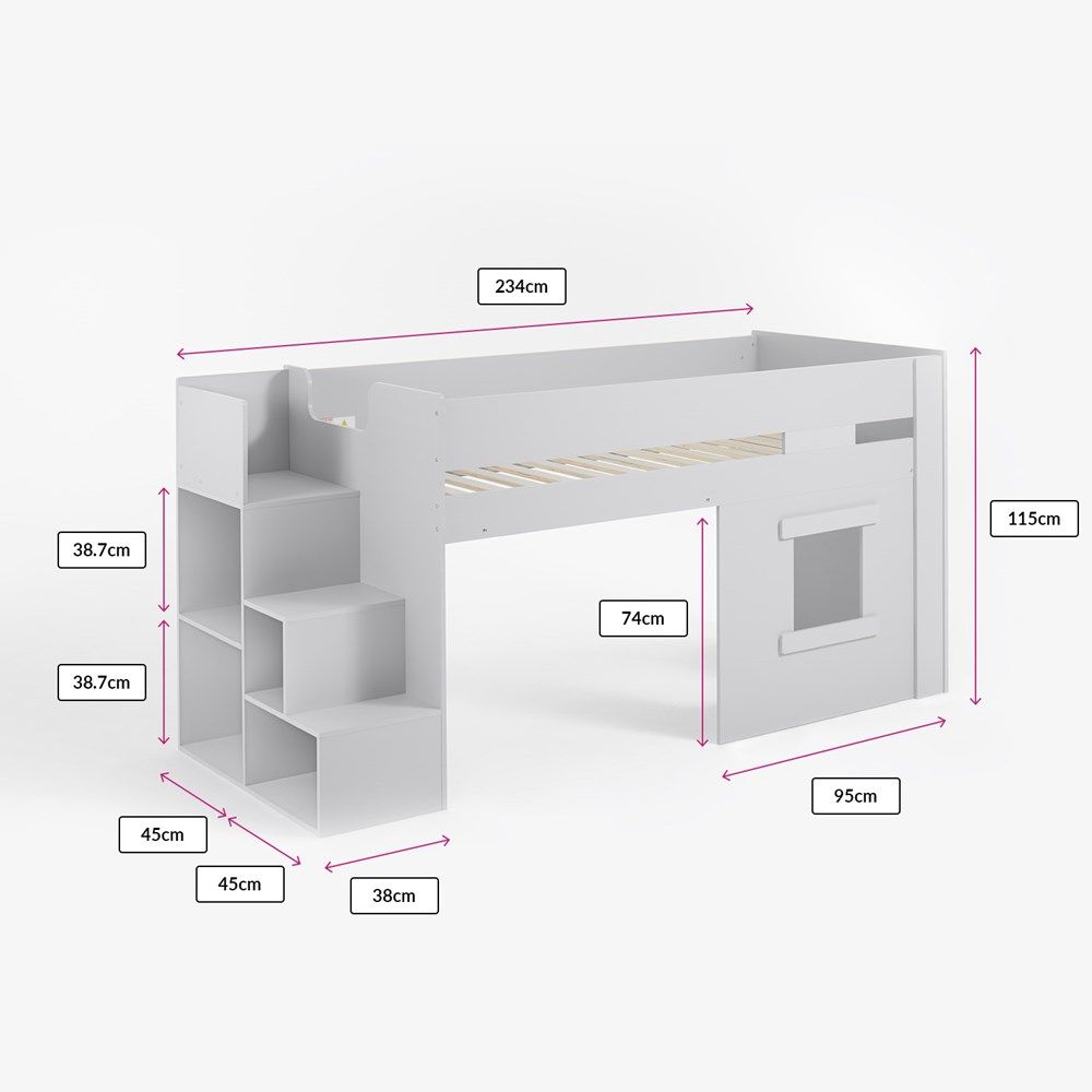 Flair Marlowe Staircase Mid Sleeper with Storage White