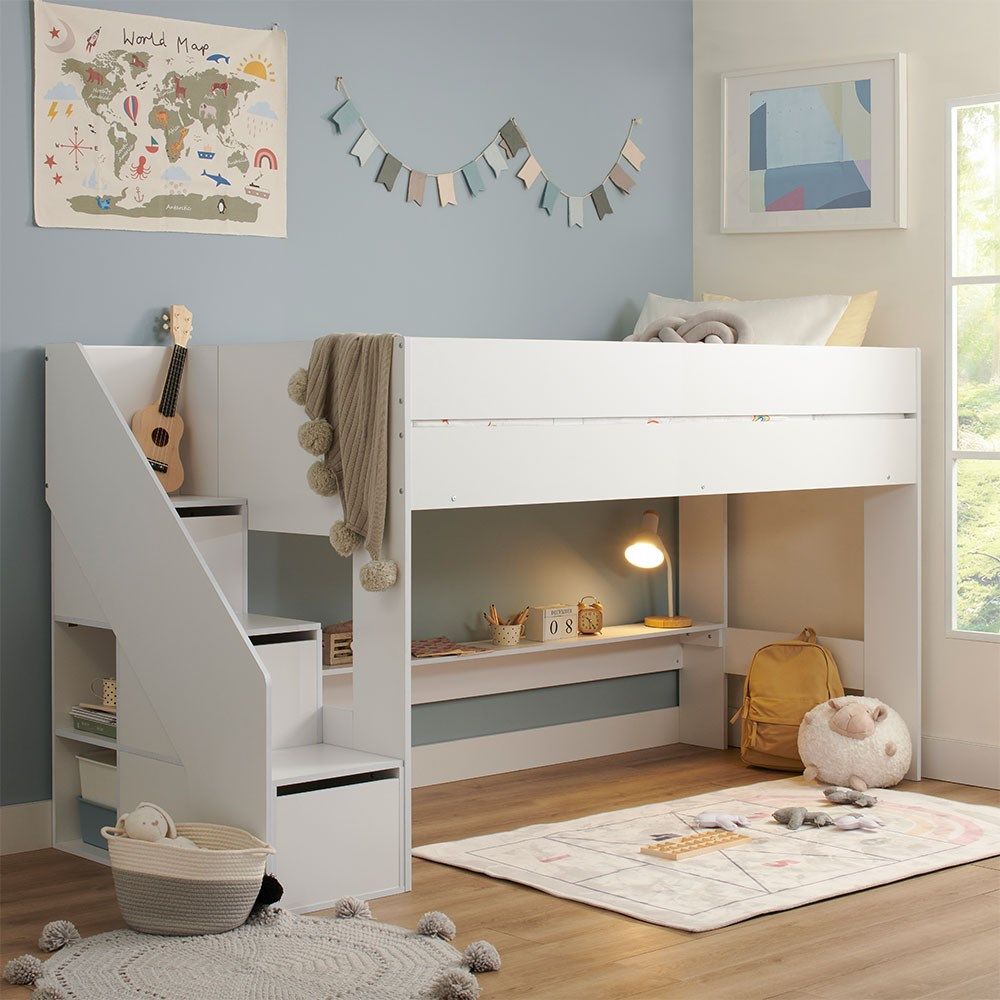 Flair Olivia Staircase Mid Sleeper with Storage White