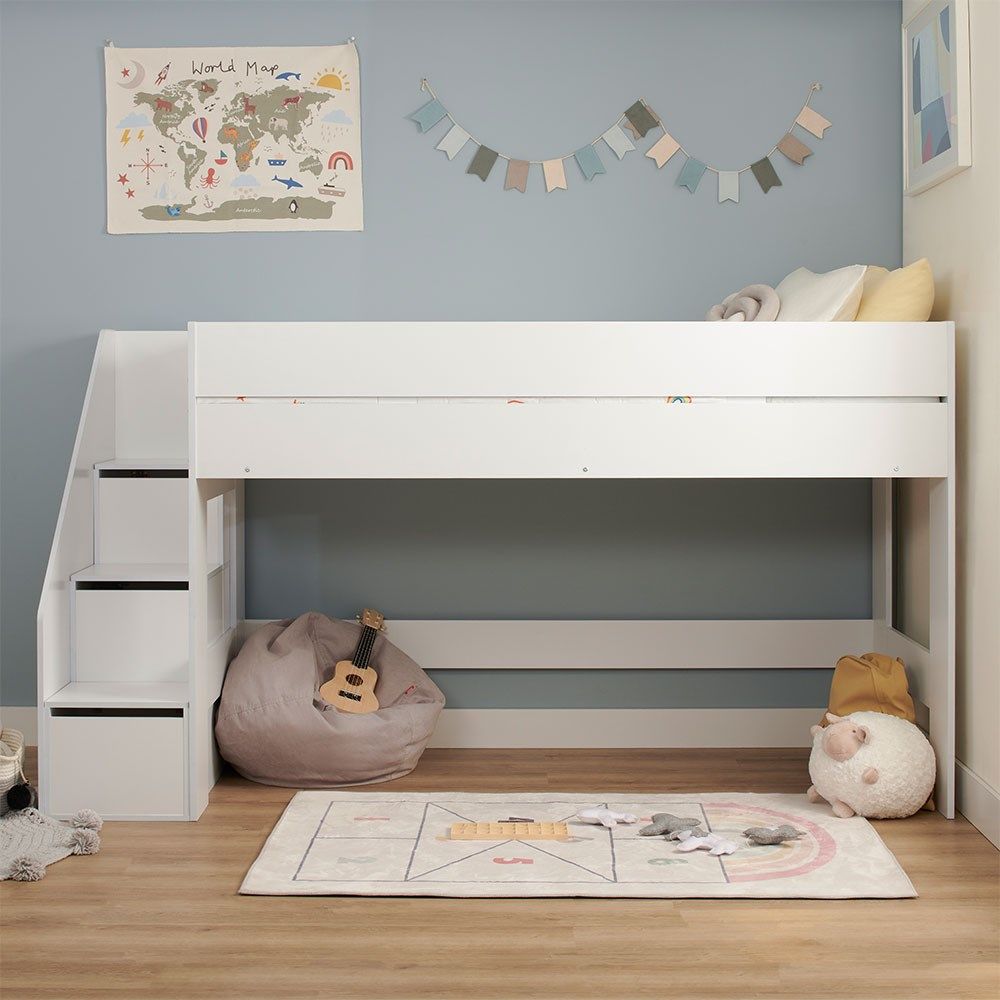 Flair Olivia Staircase Mid Sleeper with Storage White