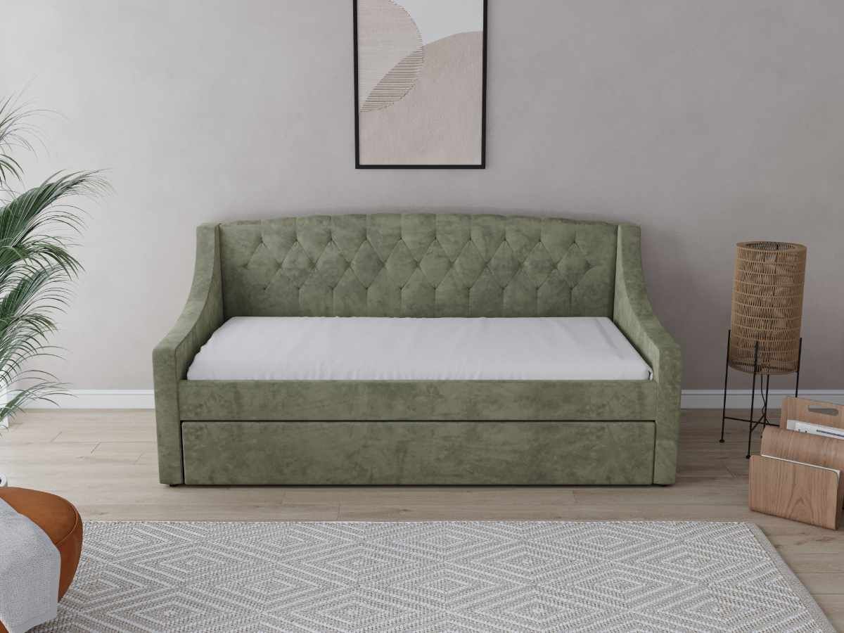 Flair Aurora Daybed with Trundle Khaki Green Velvet