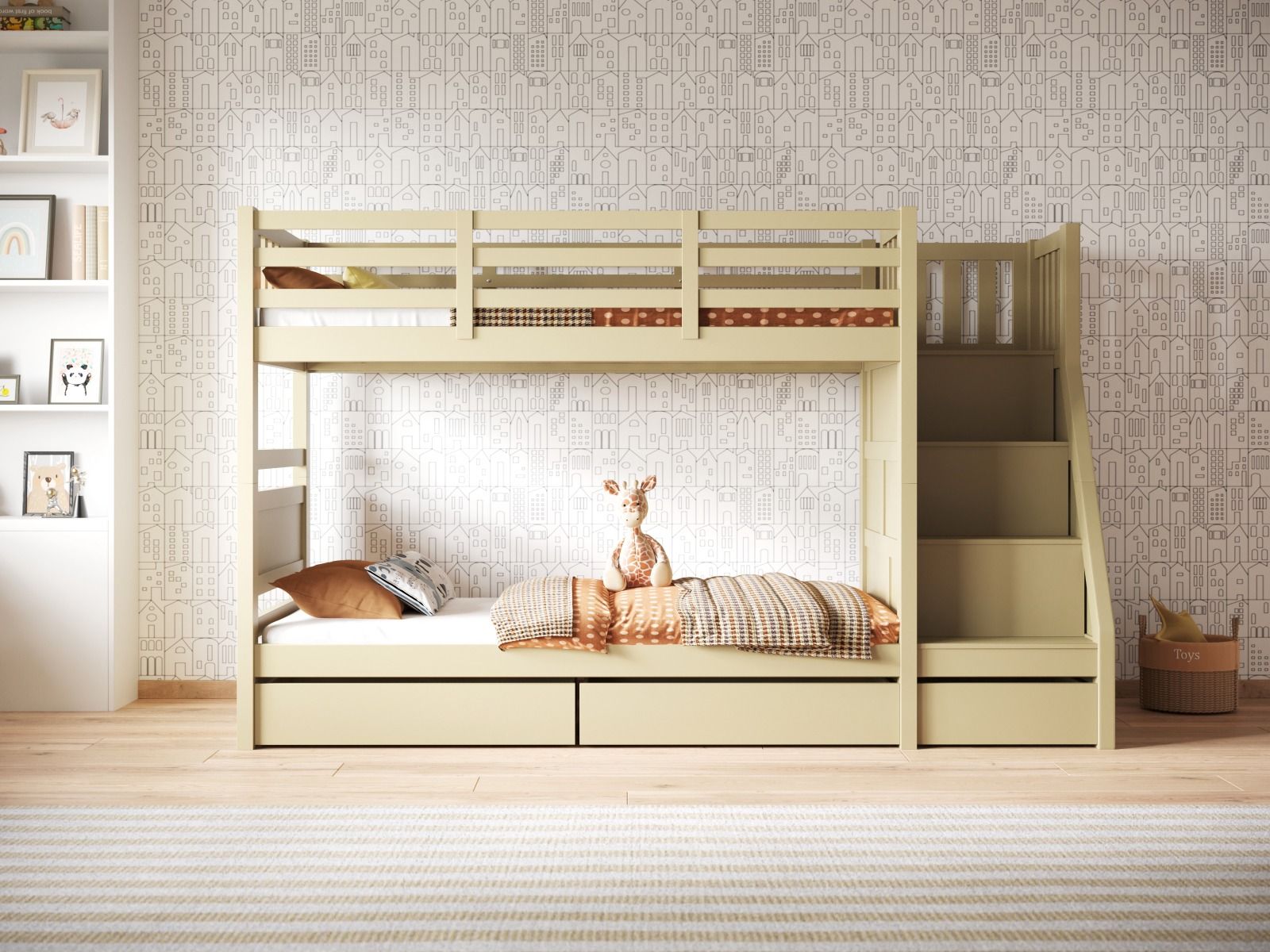 Flair Lunar Wooden Staircase Bunk Bed with Storage