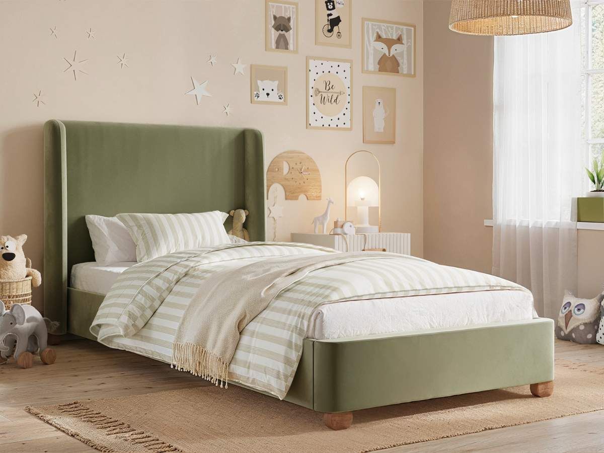 Flair Alma Single Upholstered Bed with Winged Headboard