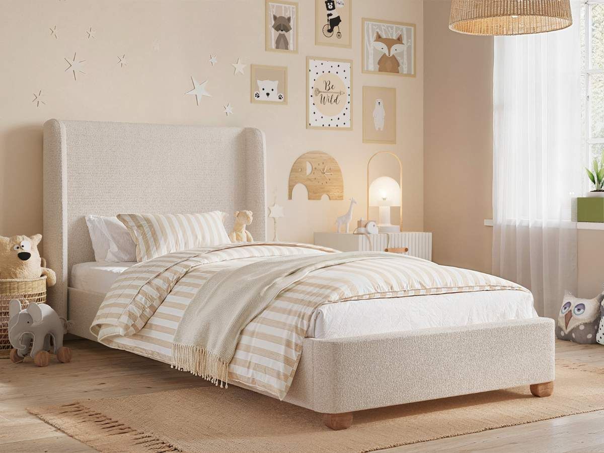 Flair Alma Single Upholstered Bed with Winged Headboard
