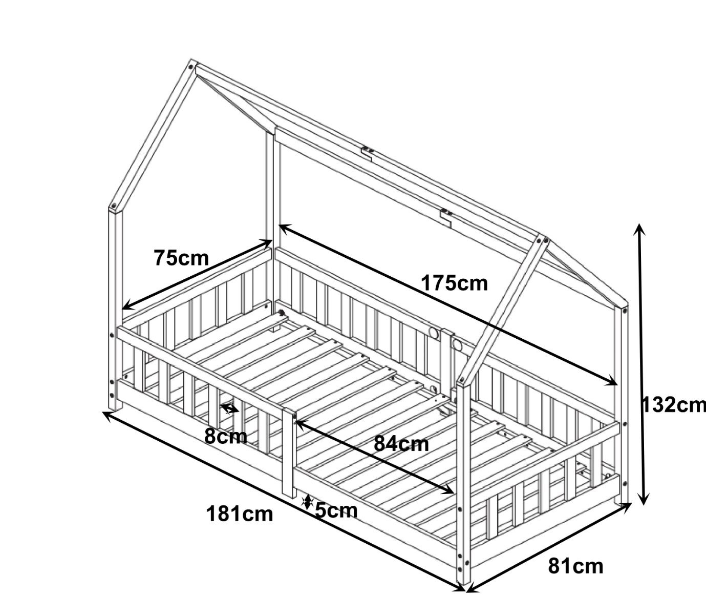 Flair Explorer Shorty Play House Floor Bed White Wooden