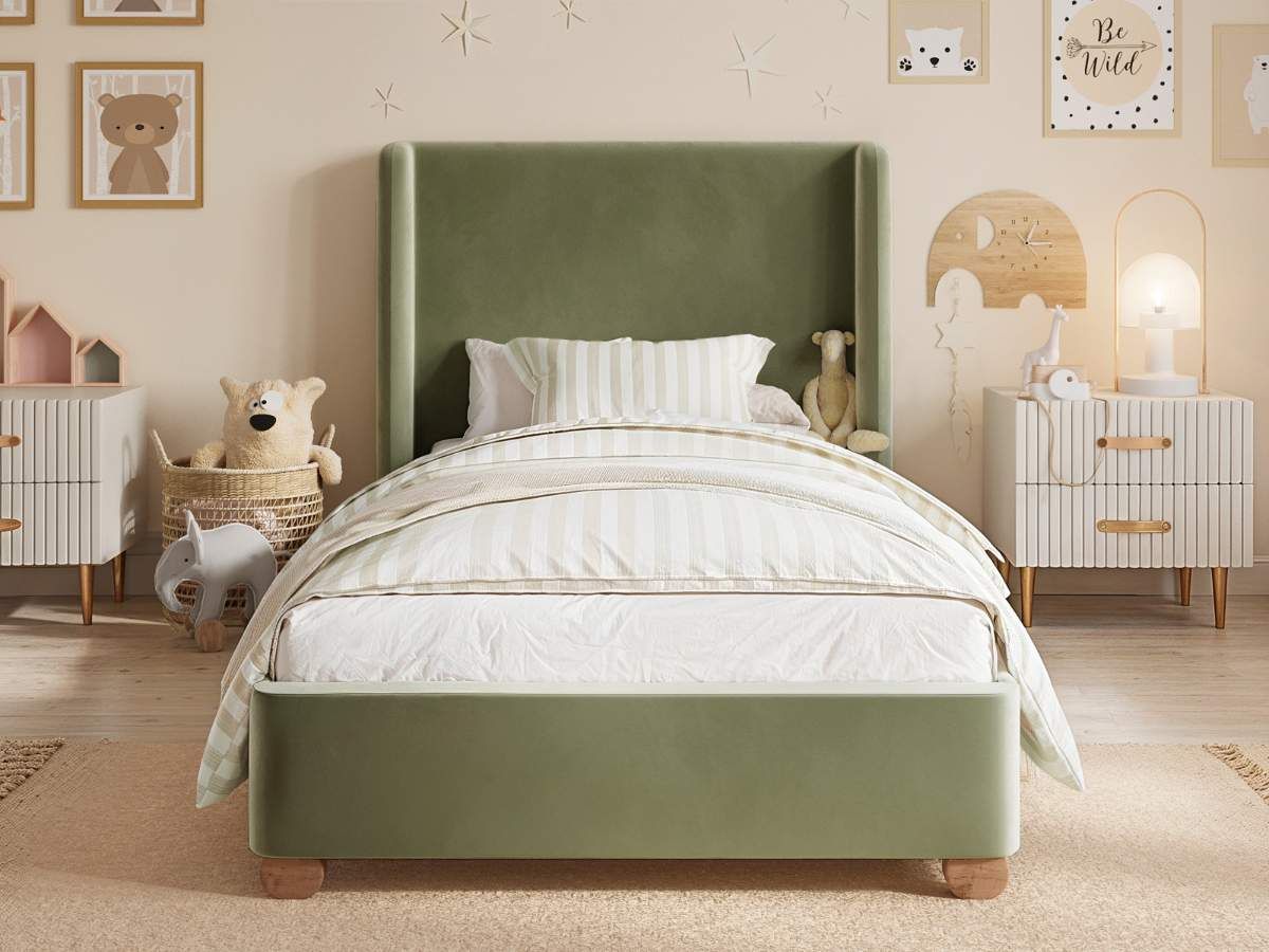 Flair Alma Single Upholstered Bed with Winged Headboard