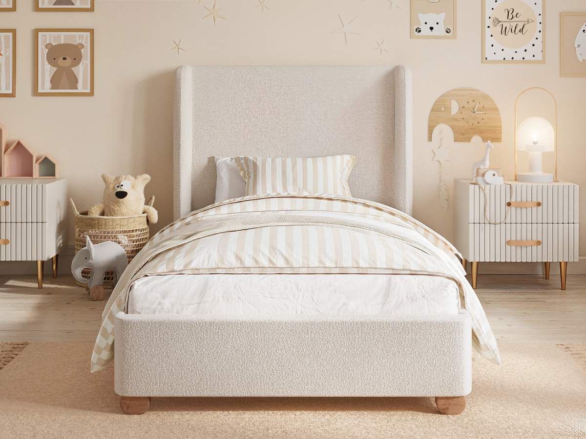 Flair Alma Single Upholstered Bed with Winged Headboard