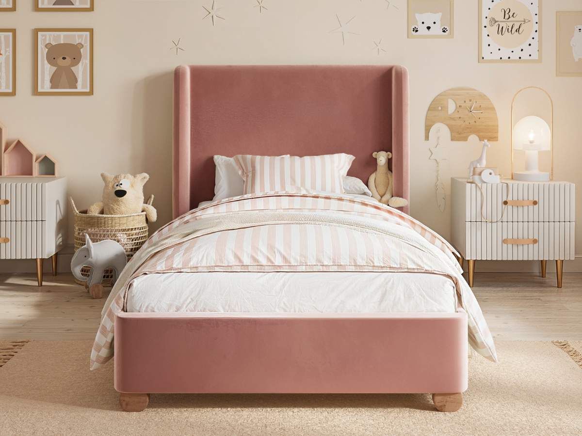 Flair Alma Single Upholstered Bed with Winged Headboard