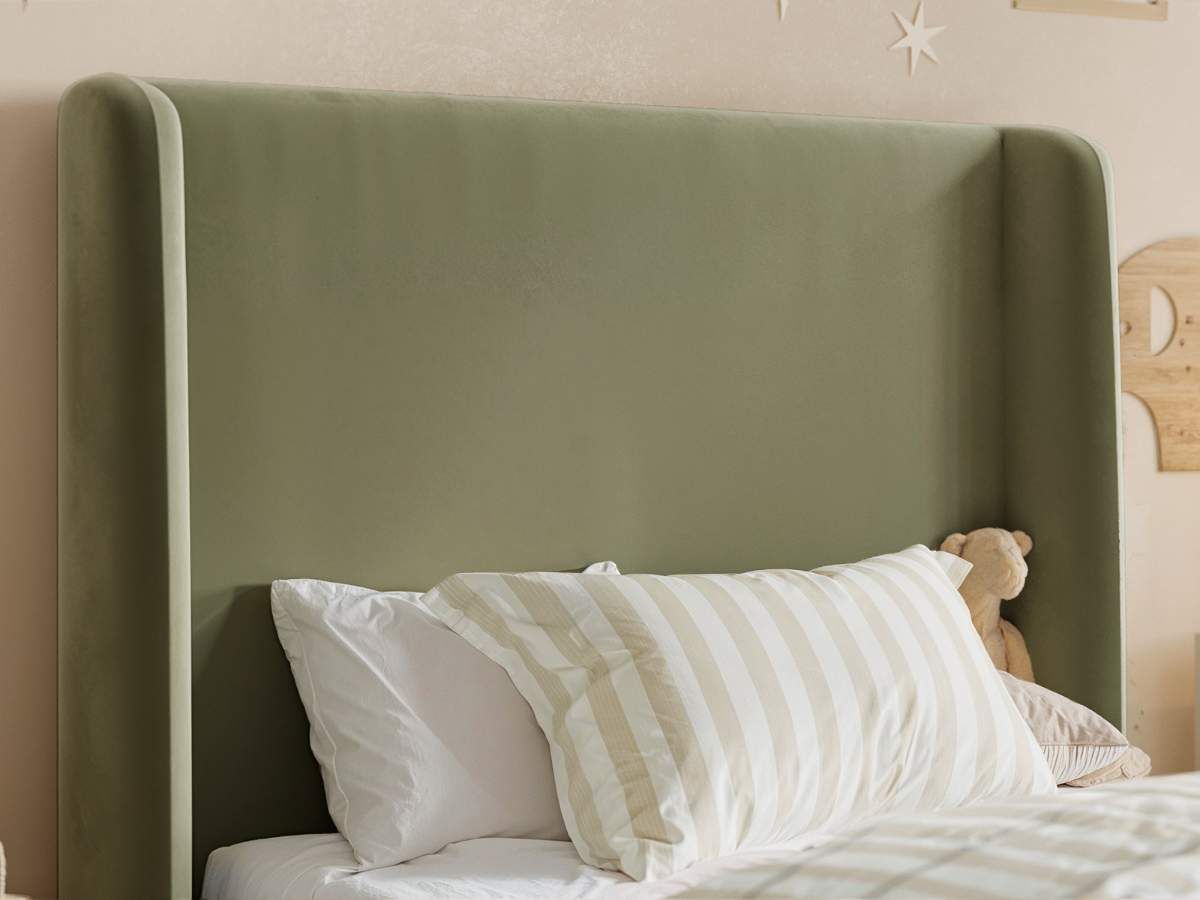 Flair Alma Single Upholstered Bed with Winged Headboard