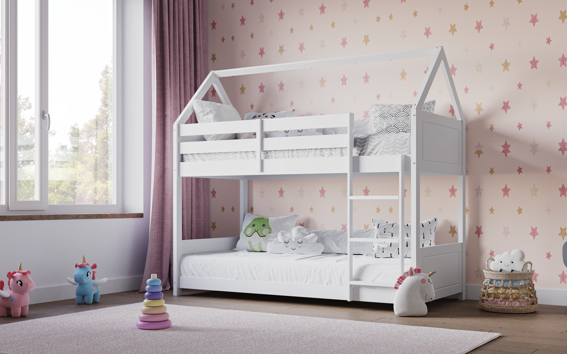 Flair Plation Low Play House Bunk Bed White