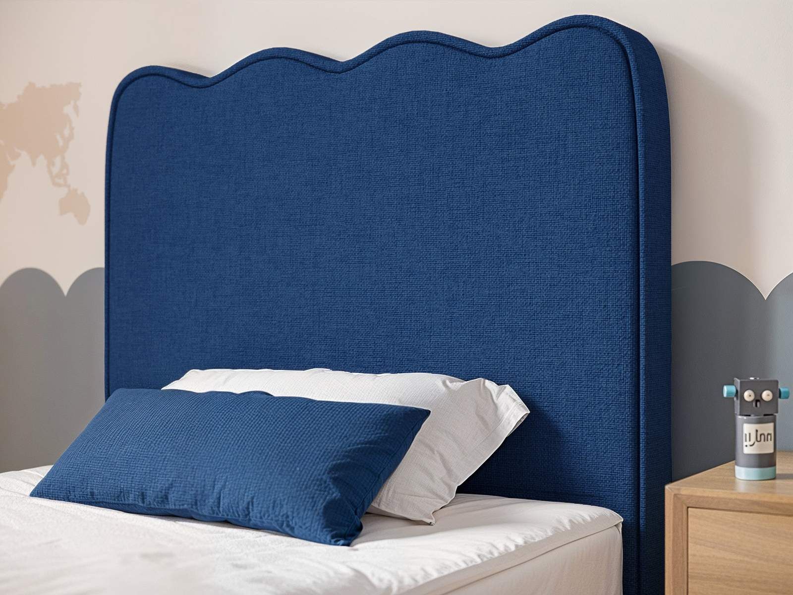 Flair Ellis Single Fabric Bed with Cloud Headboard