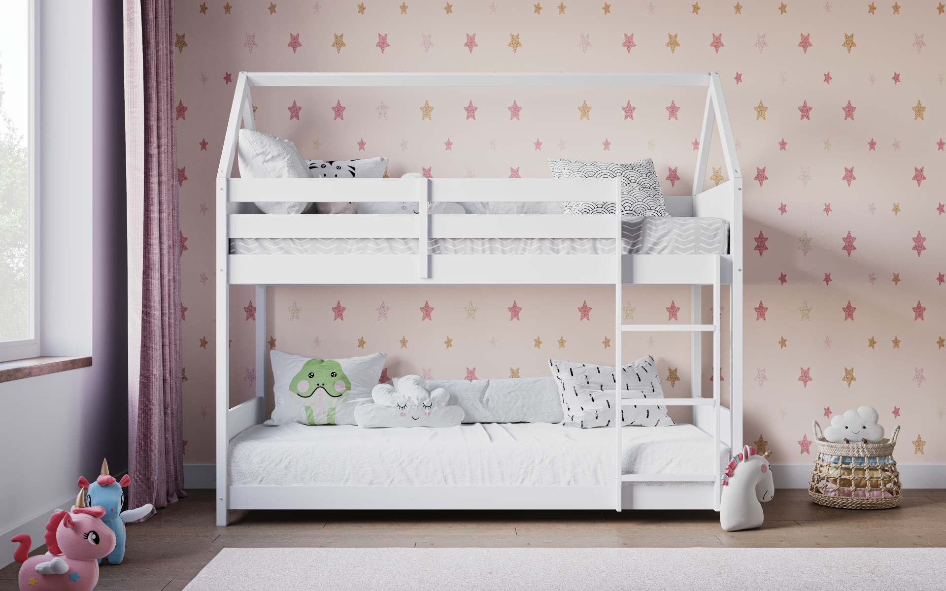 Flair Plation Low Play House Bunk Bed White