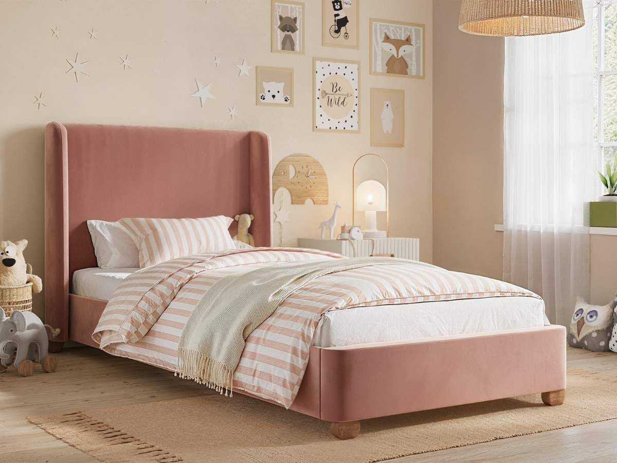 Flair Alma Single Upholstered Bed with Winged Headboard