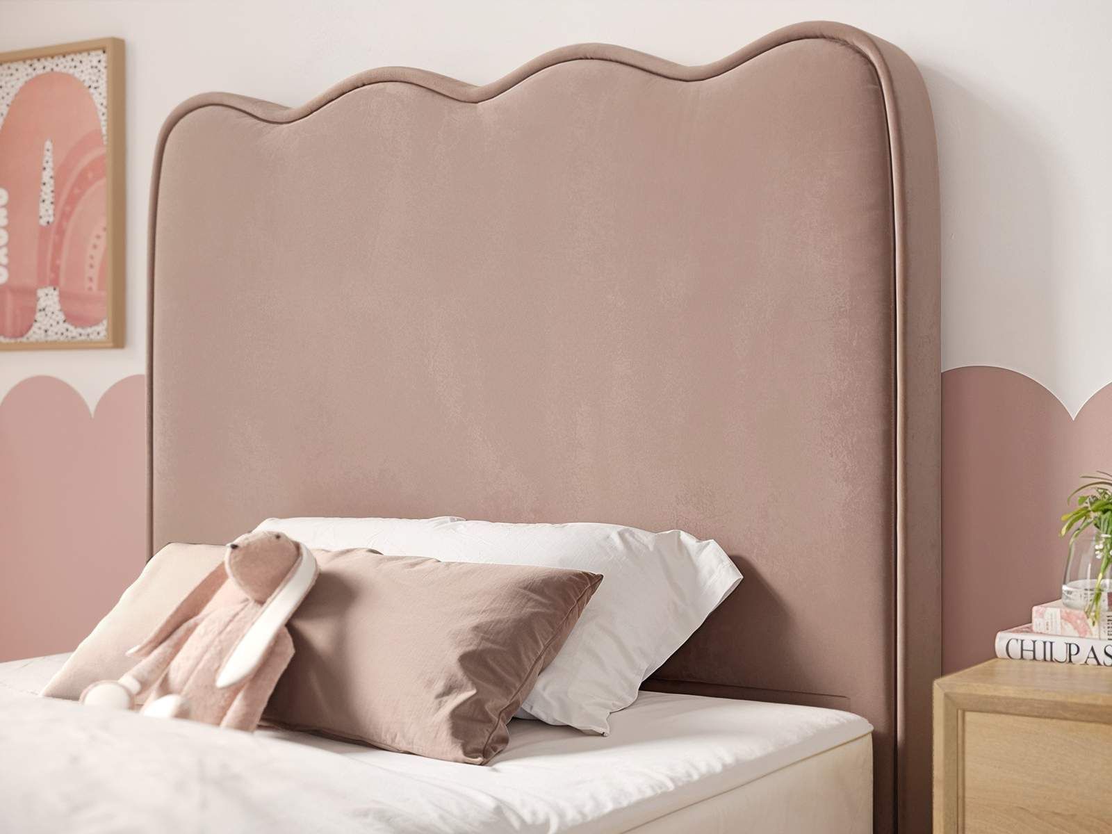 Flair Ellis Single Fabric Bed with Cloud Headboard