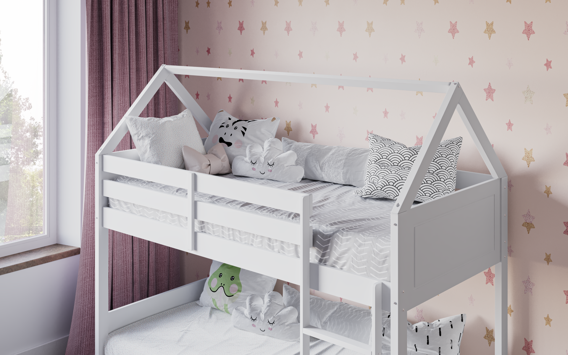 Flair Plation Low Play House Bunk Bed White