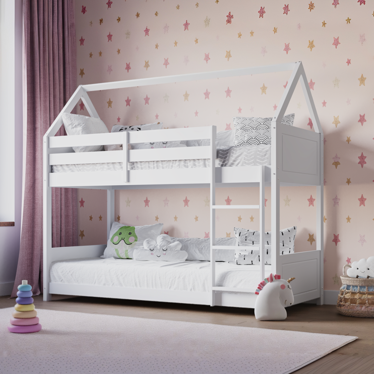 Flair Plation Low Play House Bunk Bed White