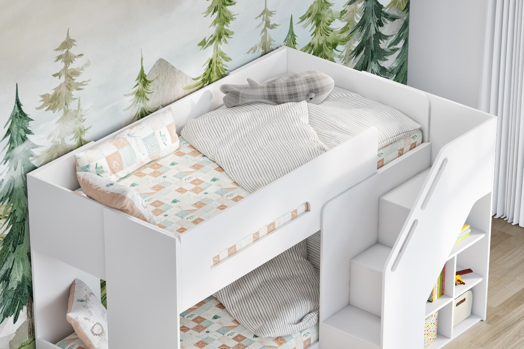 Flair Phobo Staircase Low Compact Bunk Bed White