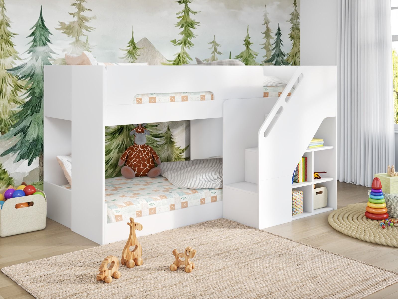 Flair Phobo Staircase Low Compact Bunk Bed White