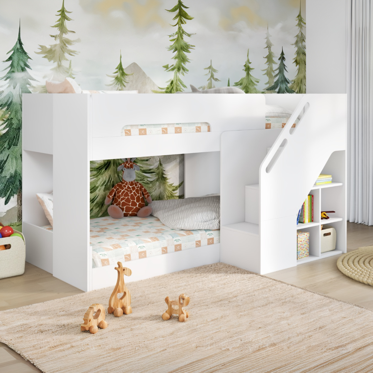 Flair Phobo Staircase Low Compact Bunk Bed White