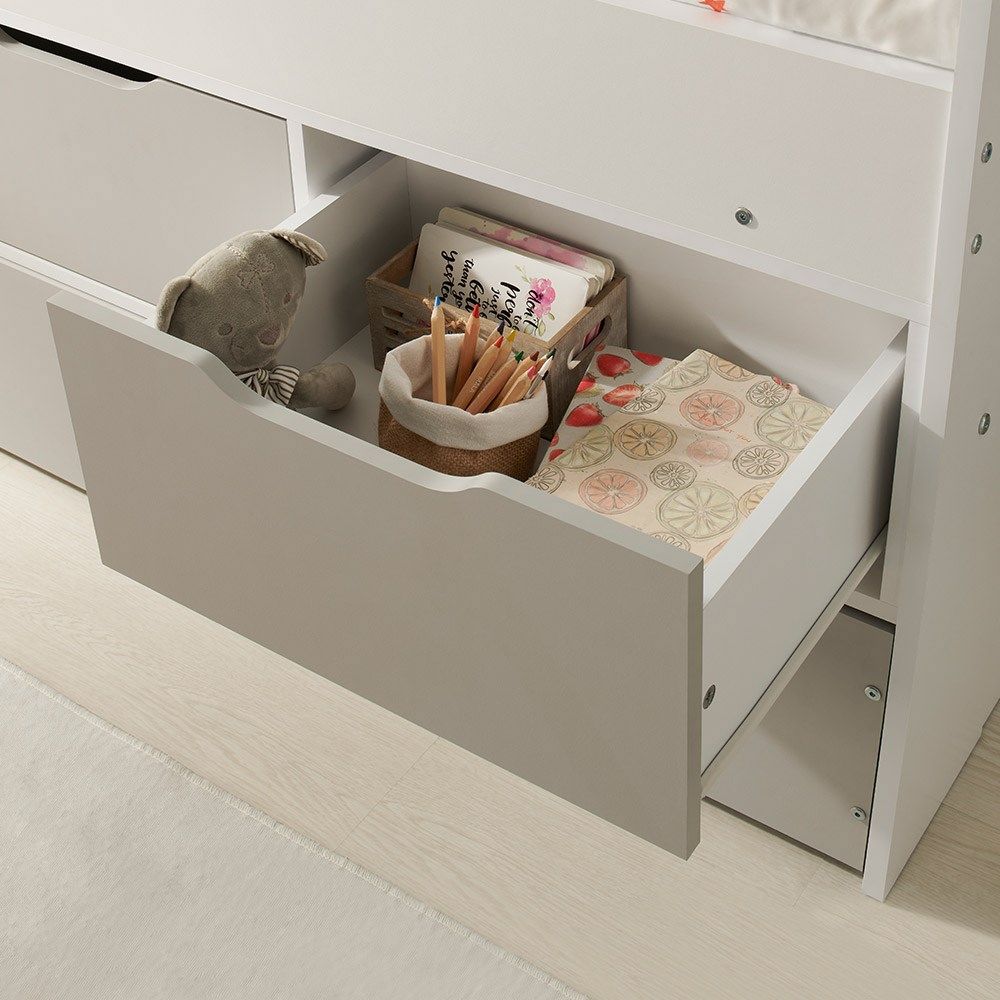 Flair Lars Low Cabin Bed with Trundle White & Grey