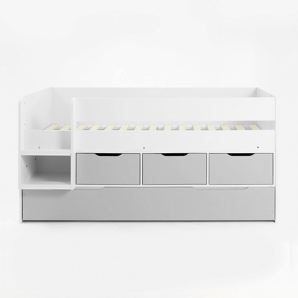 Flair Lars Low Cabin Bed with Trundle White & Grey